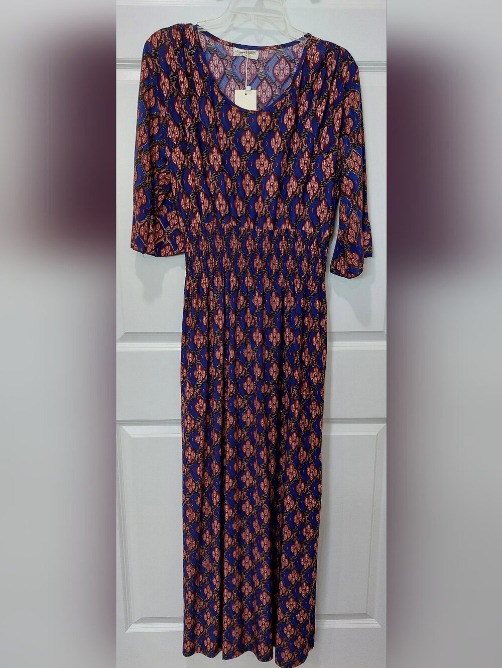 Seven Islands Peacock Print Maxi Dress Size 3X – Smocked Waist NWT